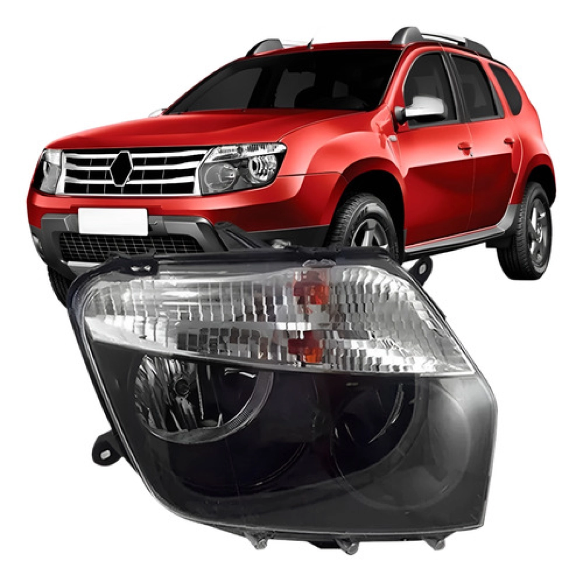 Farol Dianteiro Lado Esquerdo Duster 2010 A 2015 Fumê Modelo Original