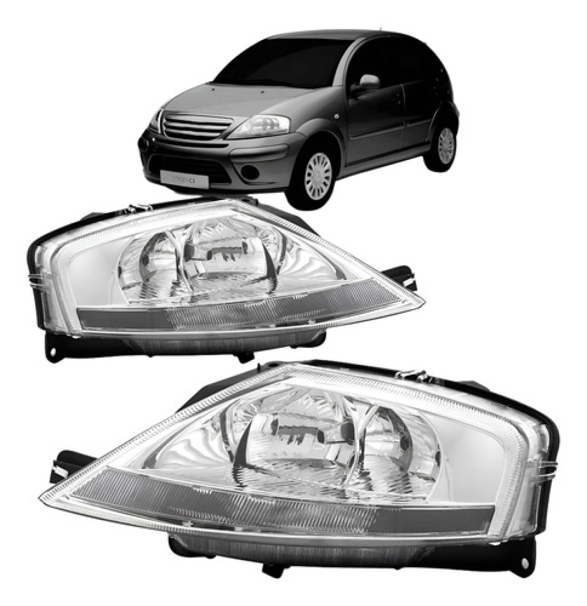 Farol Lado Esquerdo Citroen C3 2003 A 2012 Manual Cromado Automotivo