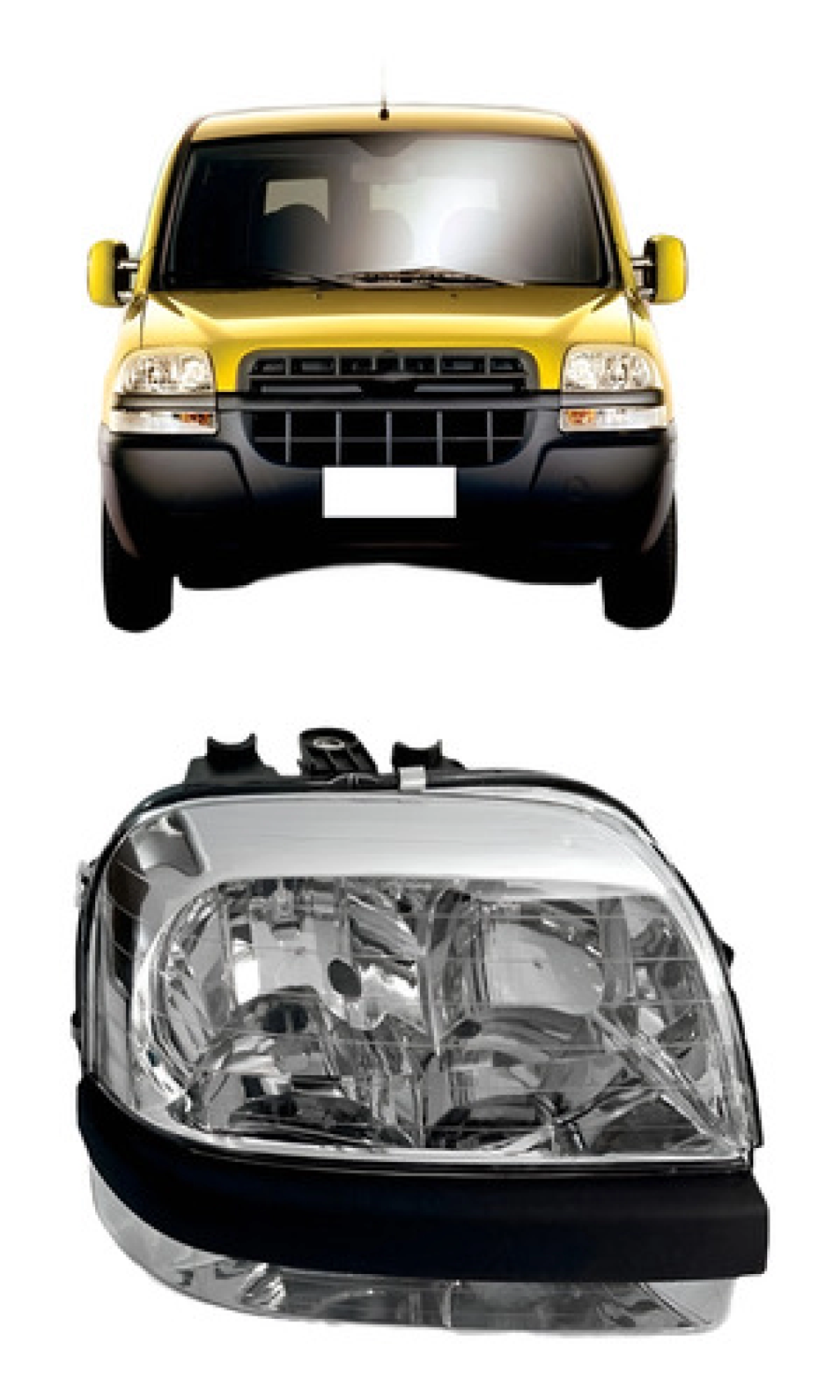 Farol Lado Esquerdo Fiat Doblo 2003 A 2009 Cromado Com Auxiliar Reposição