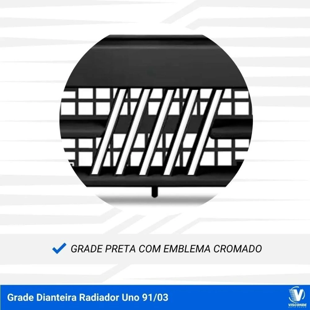 Grade do Radiador Blawer para Fiat Uno 1991 a 2003 Preta Completa