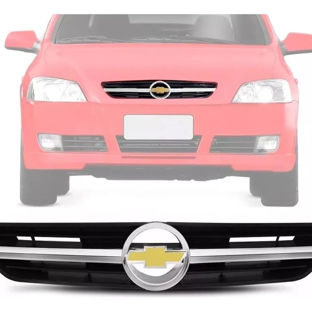Grade do Radiador G Componentes para Chevrolet Astra 2003 a 2011 Preta com Friso Cromado