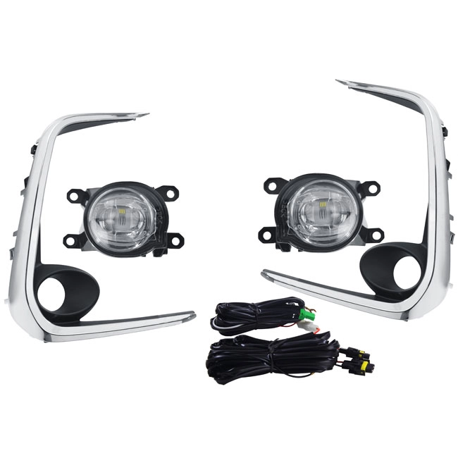 KIT FAROL DE MILHA LED HILUX 2021 MOLDURA PRETA BOTÃO ORIGINAL COMPLETO AUTOMOTIVO