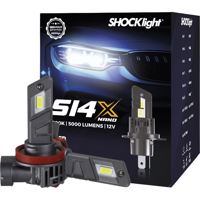 Kit Lâmpada Super LED Nano S14X H11 Shocklight Para Branca - Linha S14 NANO