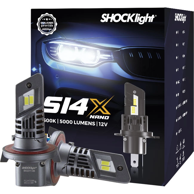 Kit Lâmpada Super LED Nano S14X H13 Shocklight Para Branca - Linha S14 NANO