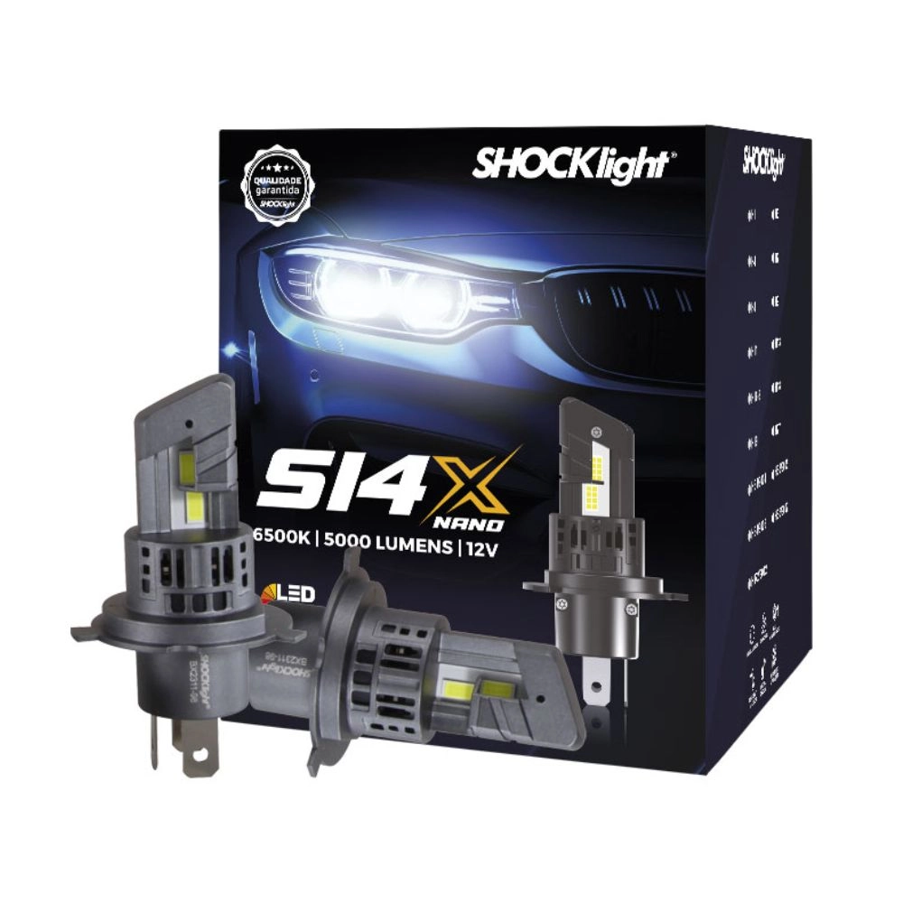 Kit Lâmpada Super LED Nano S14X H4/H19 Shocklight Para Branca - Linha S14 NANO