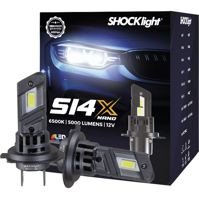 Kit Lâmpada Super LED Nano S14X H7/H18 Shocklight Para Branca - Linha S14 NANO