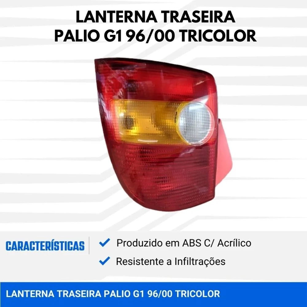 Lanterna Traseira HT para Fiat Palio 1996 a 2000 Tricolor Lado Direito